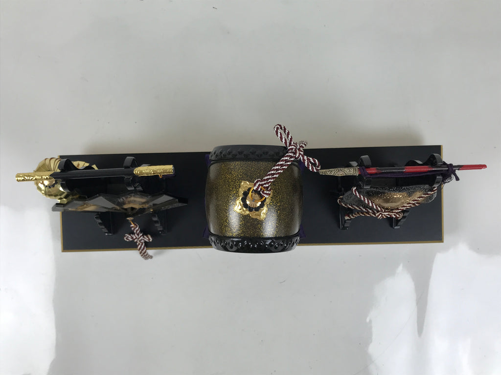 Japanese Gogatsu Ningyo Display Vtg Drum Folding Fan Shade Stand Boys' Day ID644