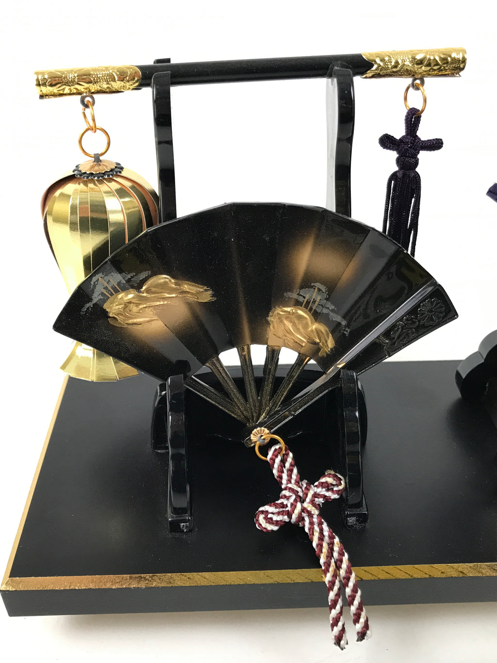 Japanese Gogatsu Ningyo Display Vtg Drum Folding Fan Shade Stand Boys' Day ID644