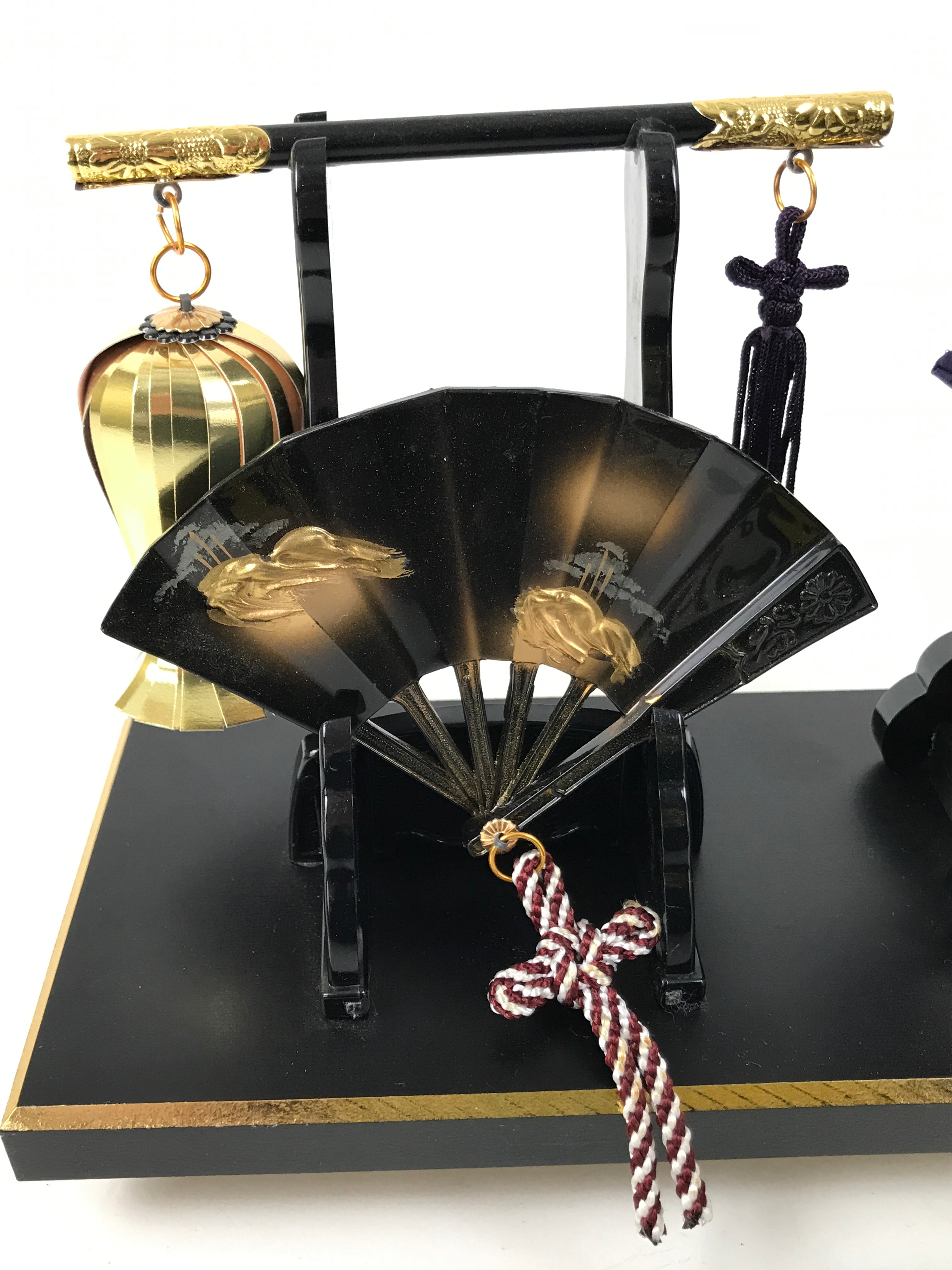 Japanese Gogatsu Ningyo Display Vtg Drum Folding Fan Shade Stand Boys' Day ID644