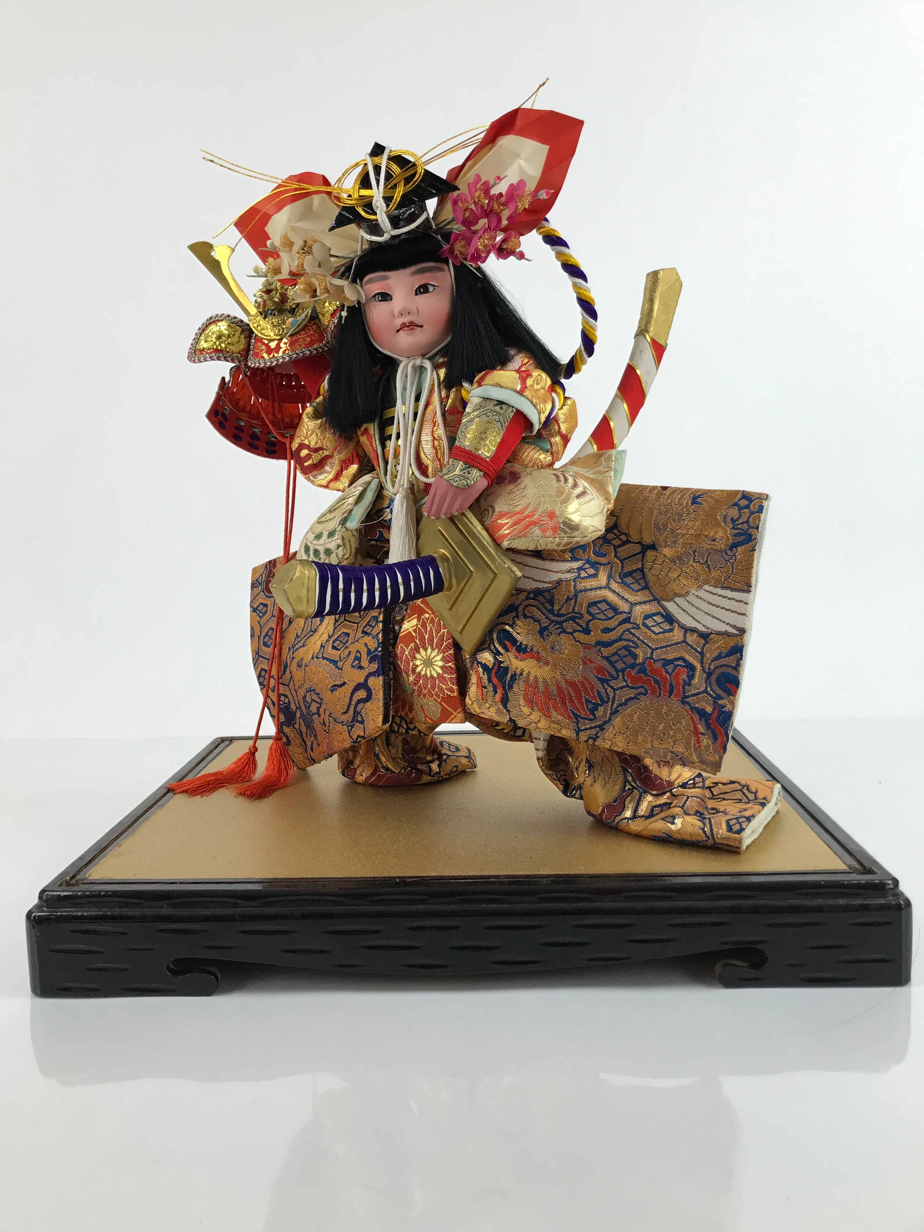 Japanese Gogatsu Ningyo Little Samurai Doll Vtg Boys Day Festival Display ID573