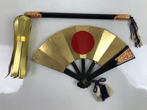 Japanese Gogatsu Ningyo Military Fan Display Vtg Lacquered Stand Boys' Day ID578