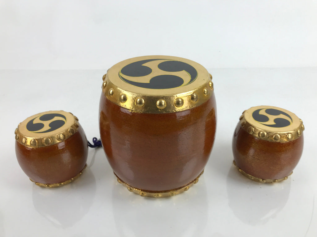 Japanese Gogatsu Ningyo Taiko Drum Display Vtg Lacquered Stand Boys' Day ID579