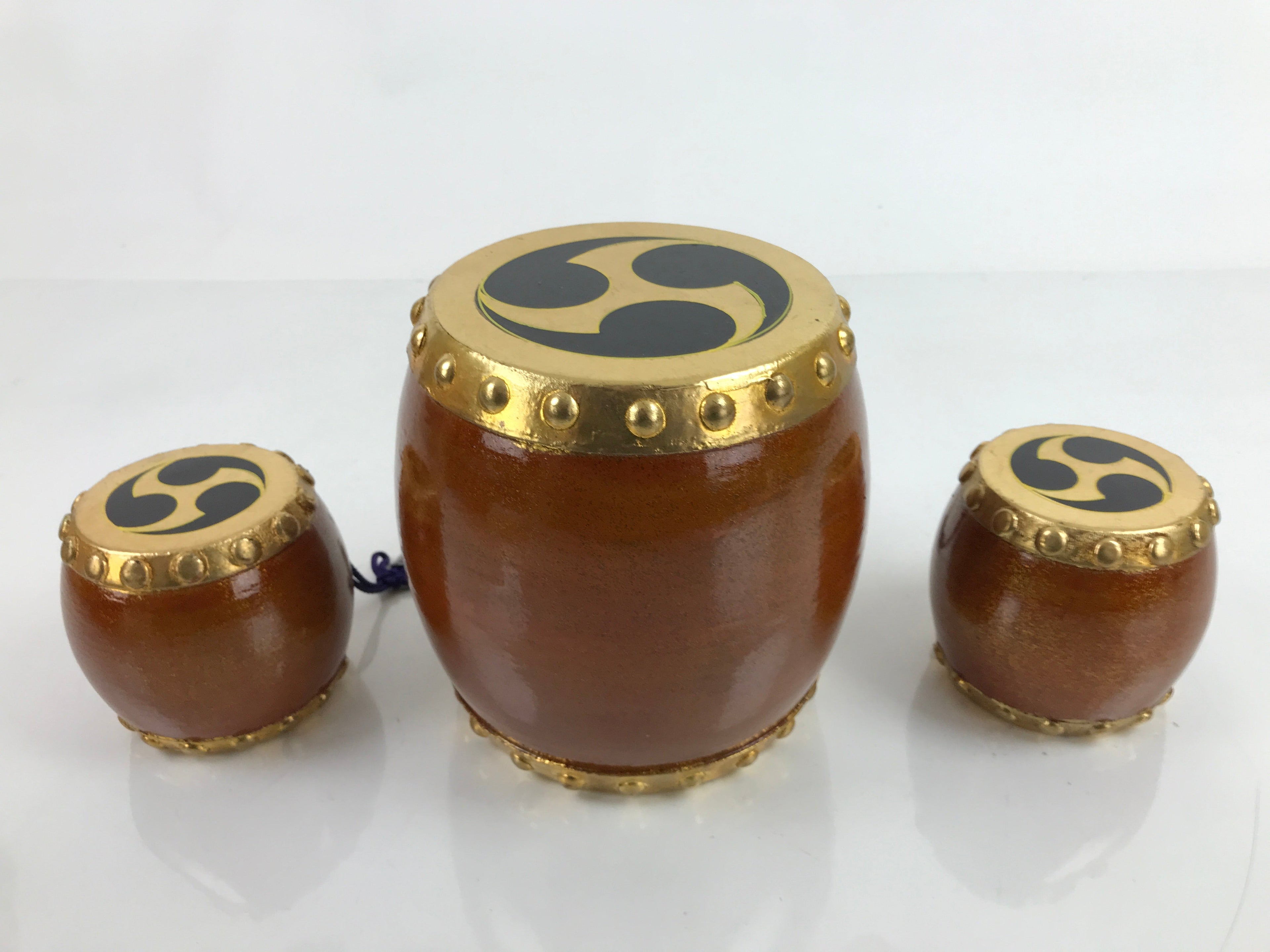 Japanese Gogatsu Ningyo Taiko Drum Display Vtg Lacquered Stand Boys' Day ID579