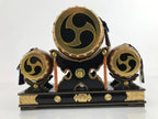 Japanese Gogatsu Ningyo Taiko Drum Display Vtg Lacquered Stand Boys' Day ID579