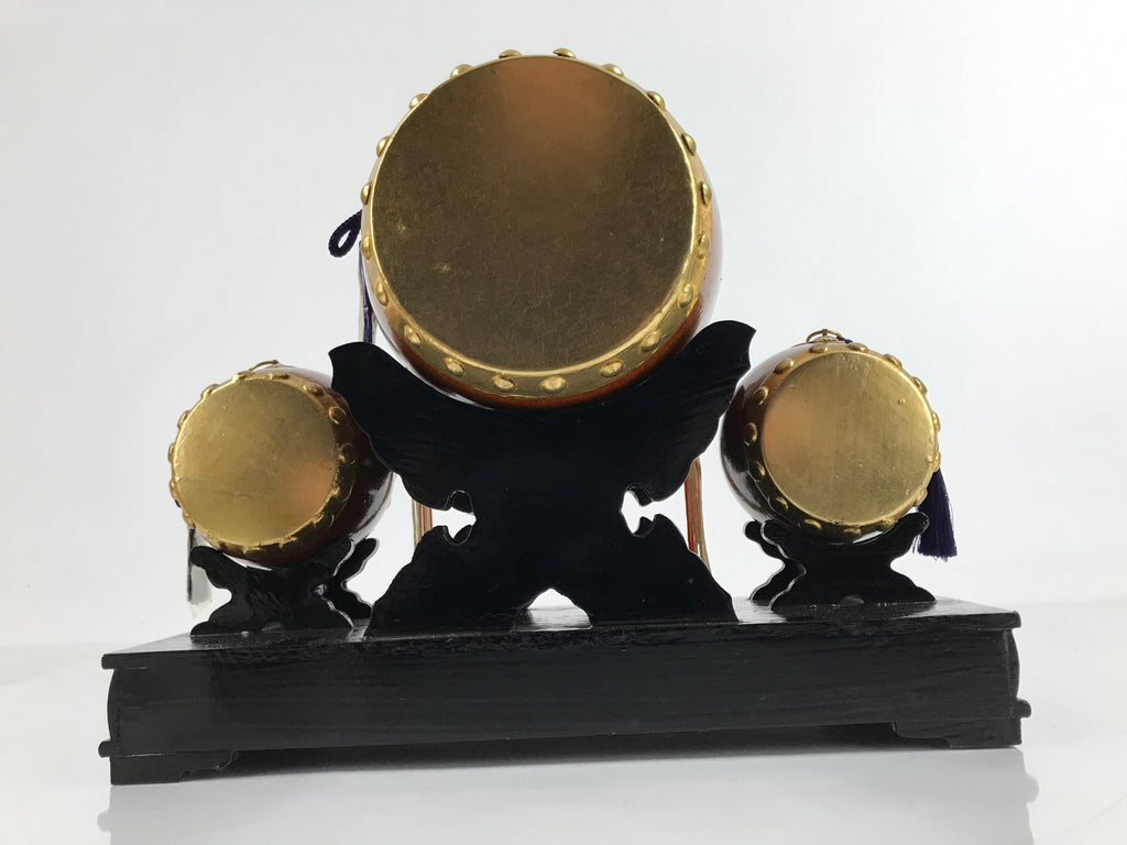Japanese Gogatsu Ningyo Taiko Drum Display Vtg Lacquered Stand Boys' Day ID579
