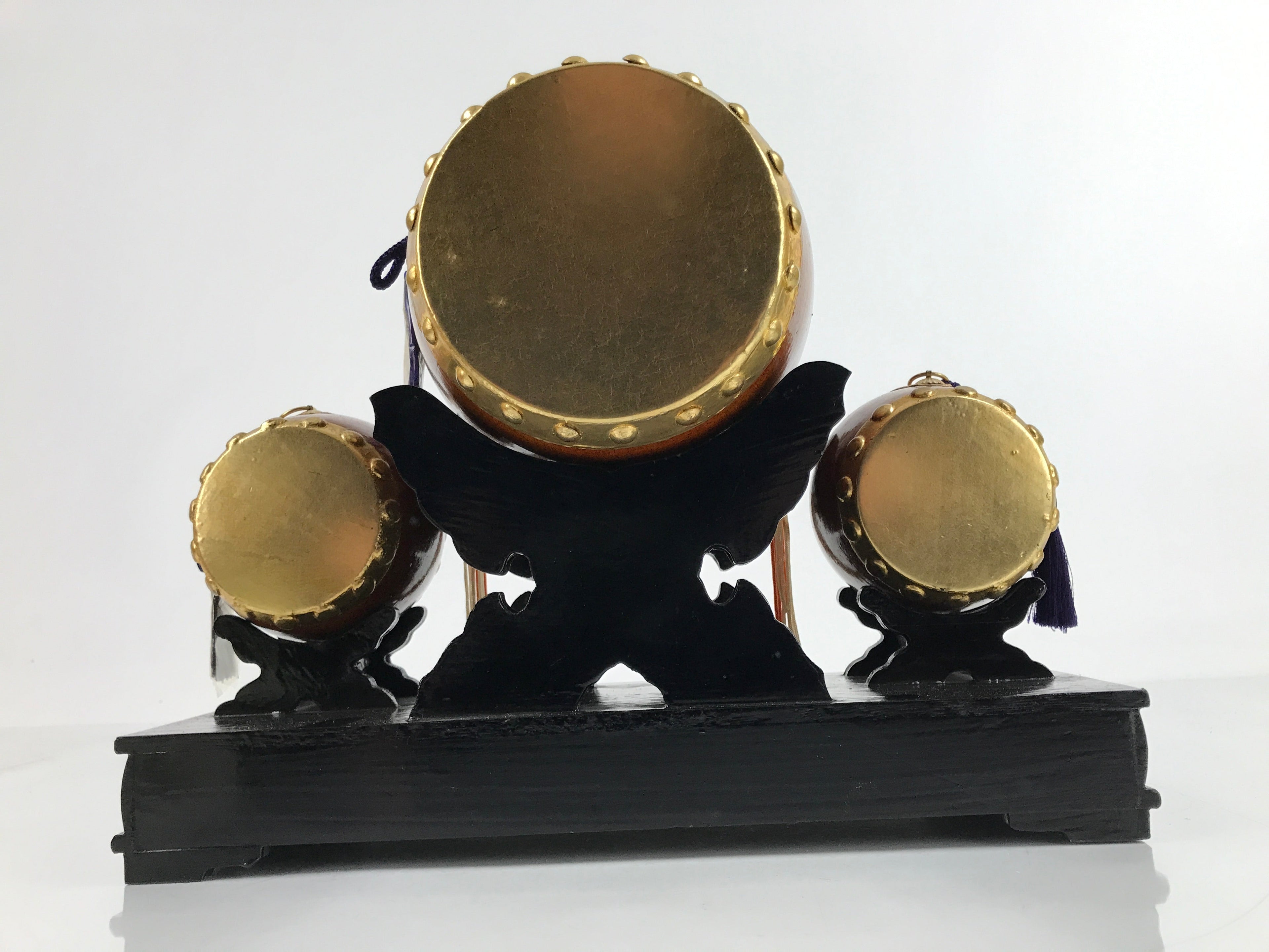 Japanese Gogatsu Ningyo Taiko Drum Display Vtg Lacquered Stand Boys' Day ID579