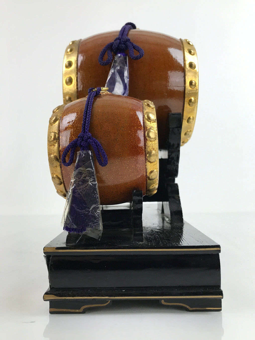 Japanese Gogatsu Ningyo Taiko Drum Display Vtg Lacquered Stand Boys' Day ID579