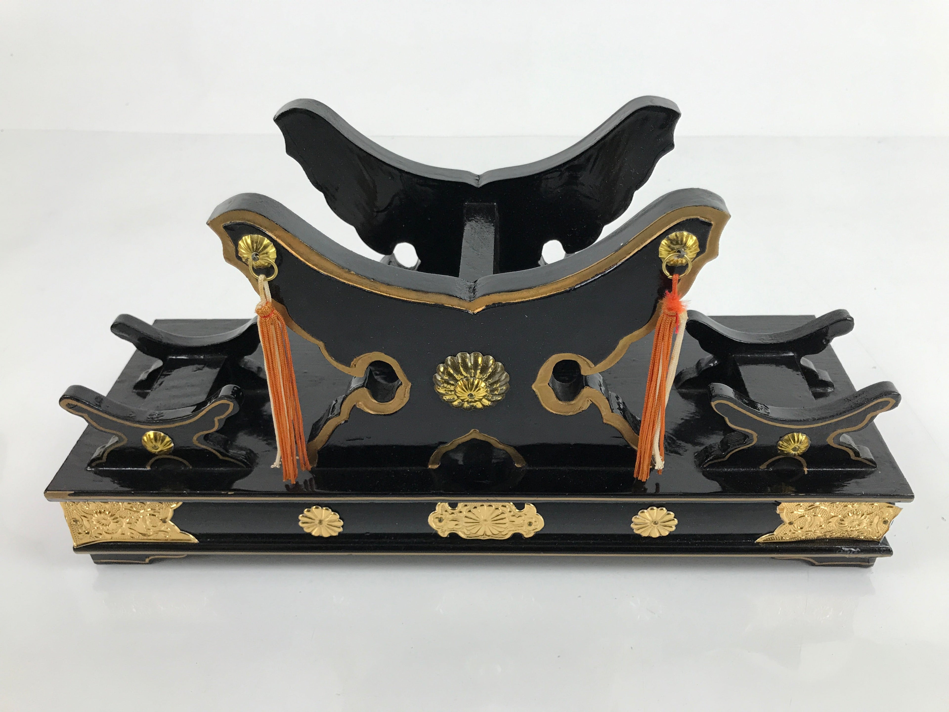 Japanese Gogatsu Ningyo Taiko Drum Display Vtg Lacquered Stand Boys' Day ID579