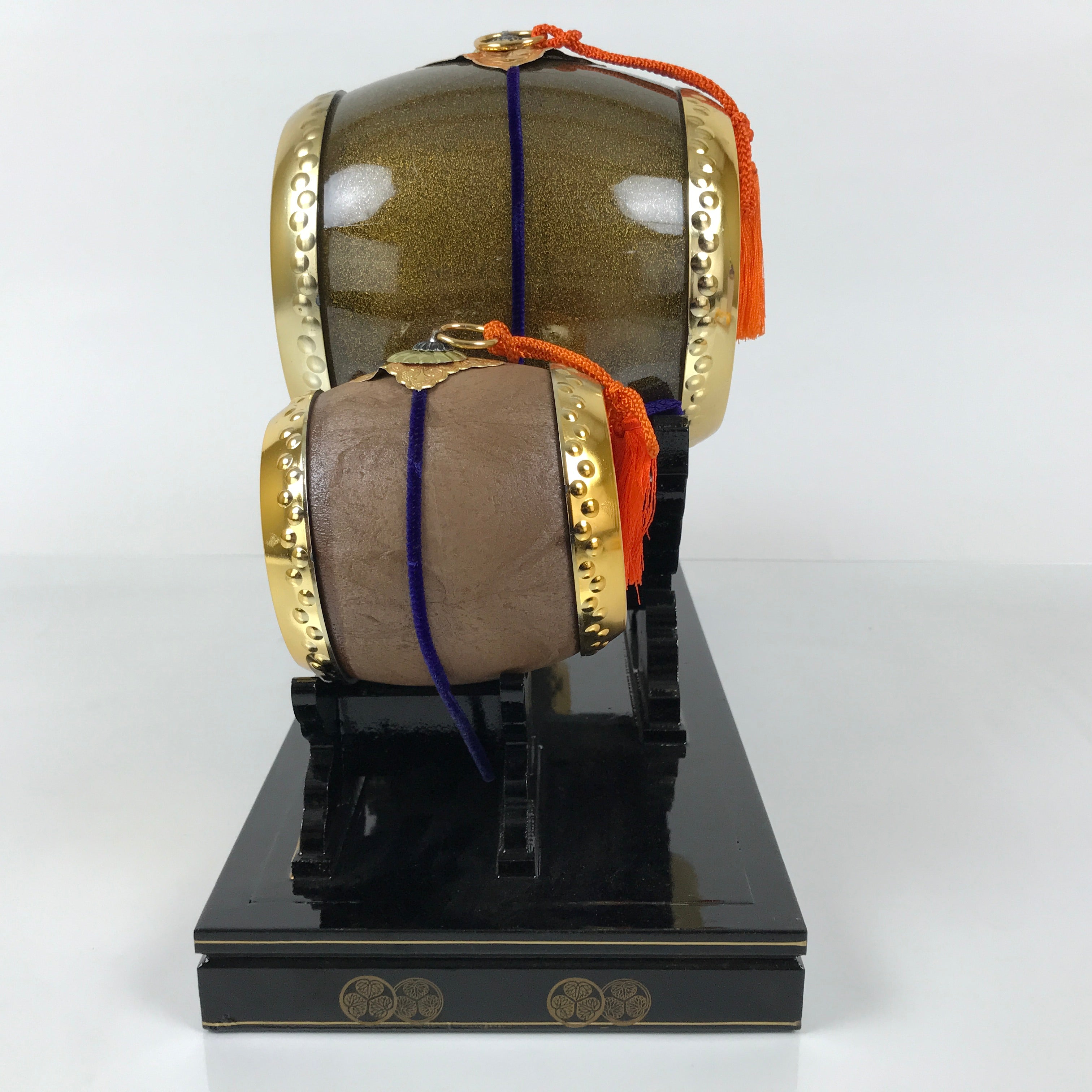 Japanese Gogatsu Ningyo Taiko Drum Display Vtg Lacquered Stand Boys' Day ID646