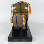 Japanese Gogatsu Ningyo Taiko Drum Display Vtg Lacquered Stand Boys' Day ID646