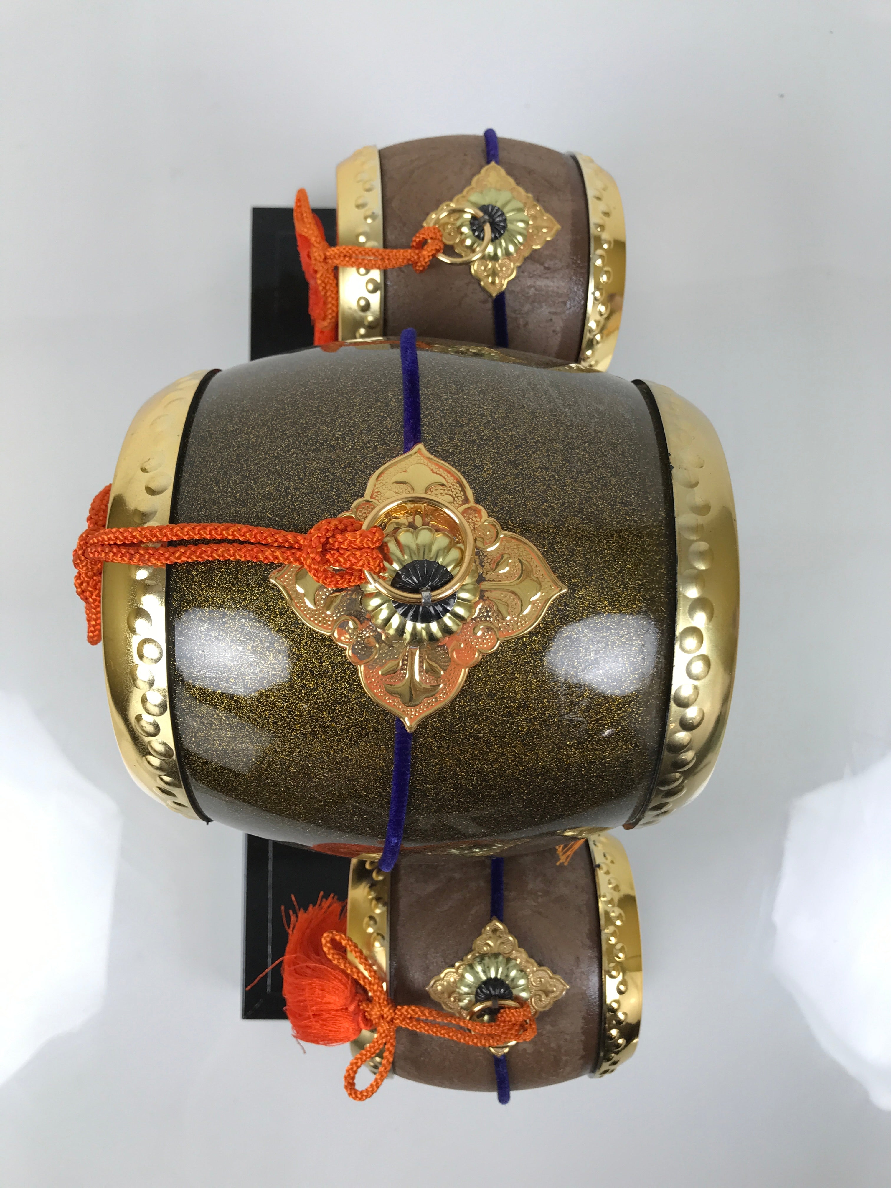Japanese Gogatsu Ningyo Taiko Drum Display Vtg Lacquered Stand Boys' Day ID646