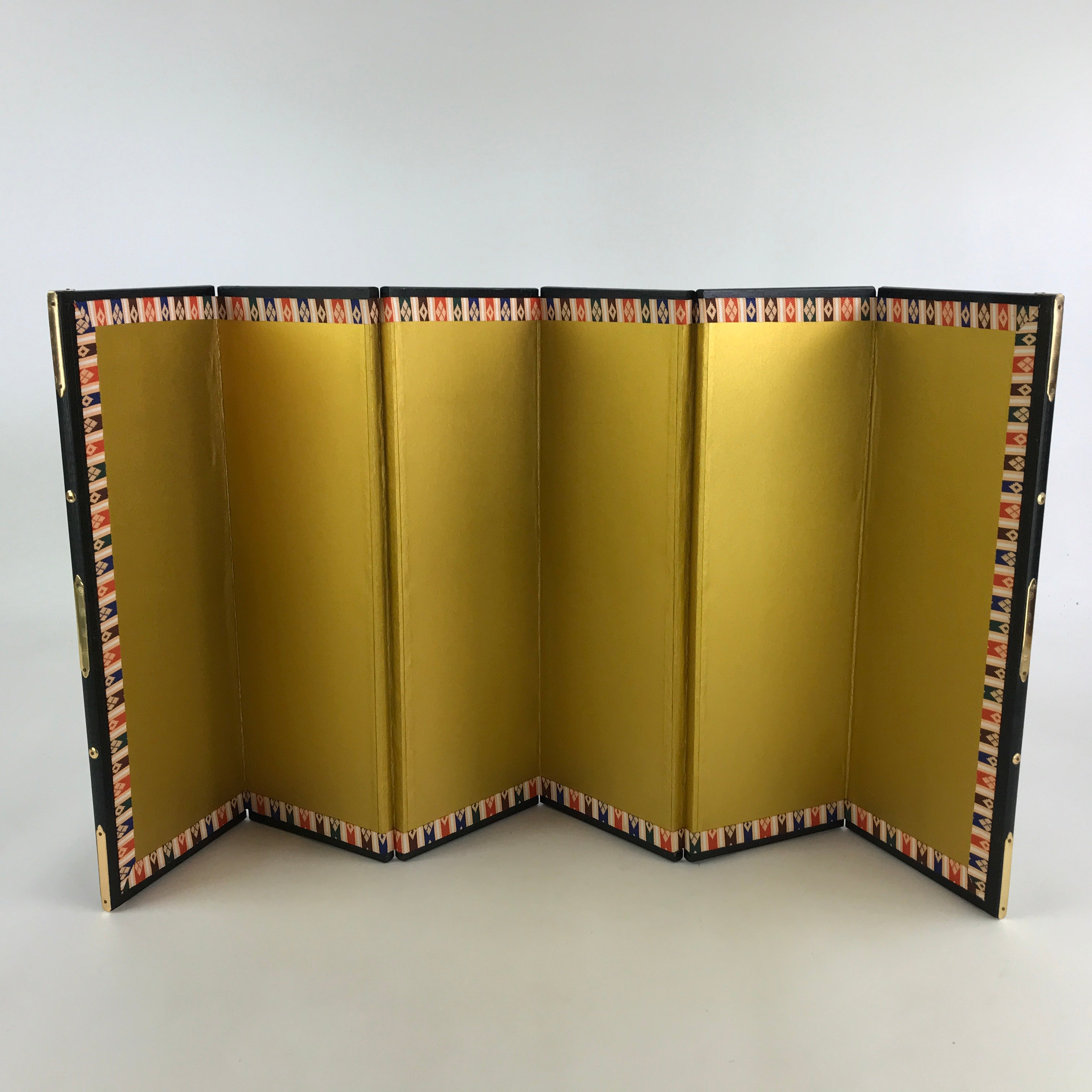 Japanese Gold Folding Screen Byobu Panel Vtg Hina Doll Miniature Furniture ID511