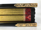 Japanese Gold Hina Doll Display Folding Screen Byobu Panel Vtg Furniture ID619