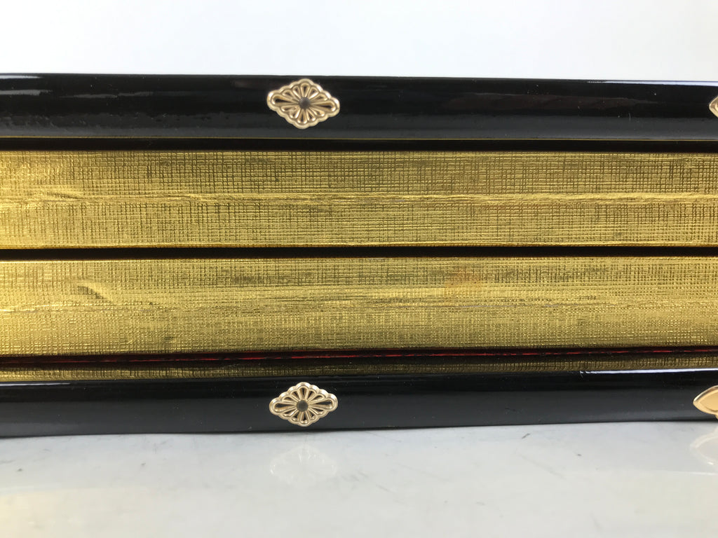 Japanese Gold Hina Doll Display Folding Screen Byobu Panel Vtg Furniture ID619
