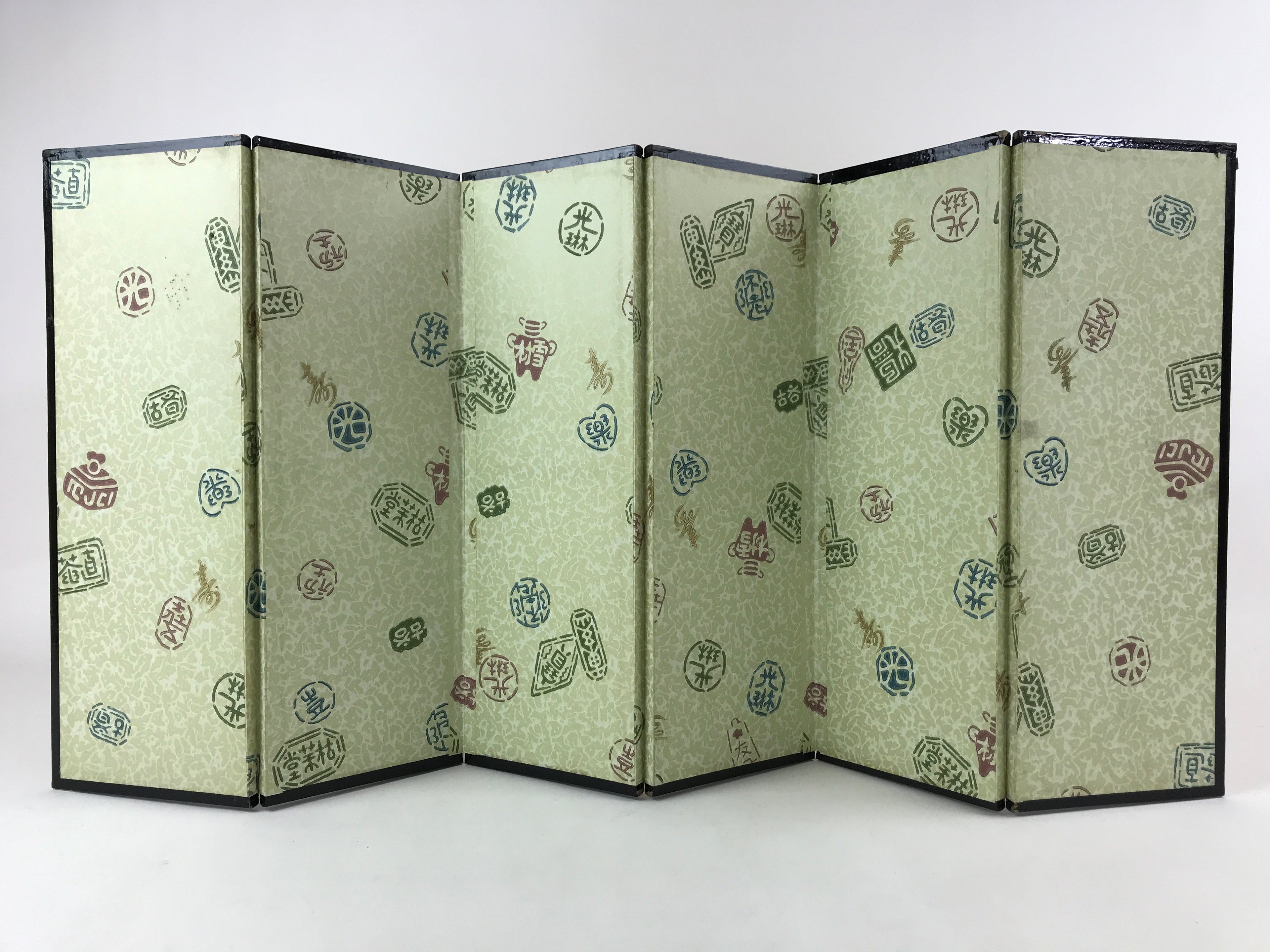 Japanese Gold Hina Doll Folding Screen Byobu Panel Vtg Miniature Furniture ID526