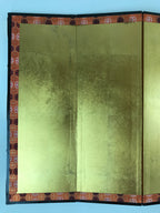 Japanese Gold Hina Doll Folding Screen Byobu Panel Vtg Miniature Furniture ID526