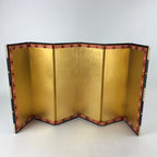 Japanese Gold Hina Doll Folding Screen Byobu Panel Vtg Miniature Furniture ID527