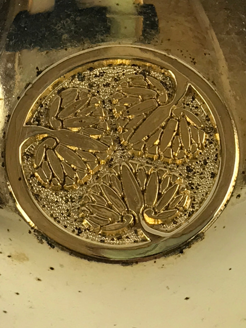 Japanese Golgen Sake Cup Sakazuki Guinomi Vtg 24K GP Tatsuki Shurine Jinjya JK54