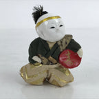 Japanese Gosho Ningyo Doll Boy Hakama Vtg Hariko Wood Decoration Green ST2