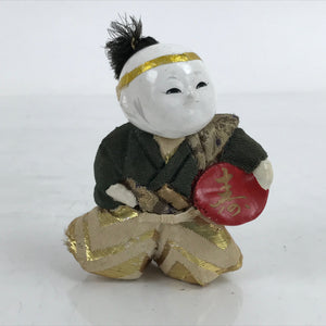 Japanese Gosho Ningyo Doll Boy Hakama Vtg Hariko Wood Decoration Green ST2