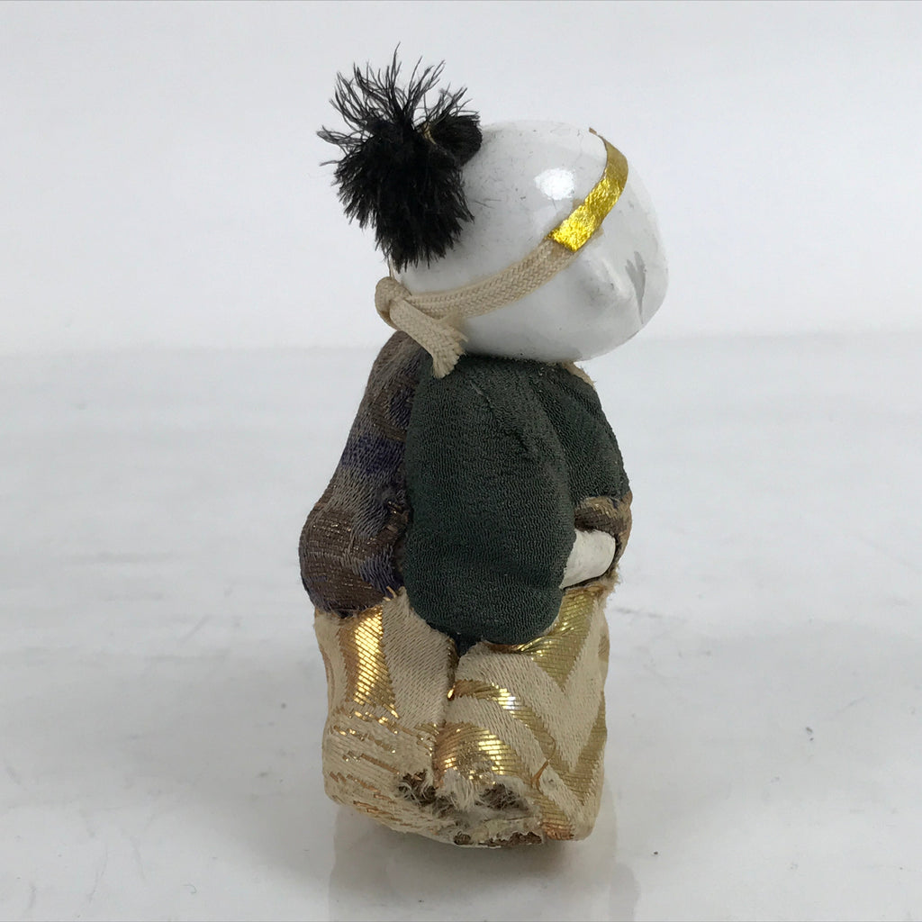 Japanese Gosho Ningyo Doll Boy Hakama Vtg Hariko Wood Decoration Green ST2