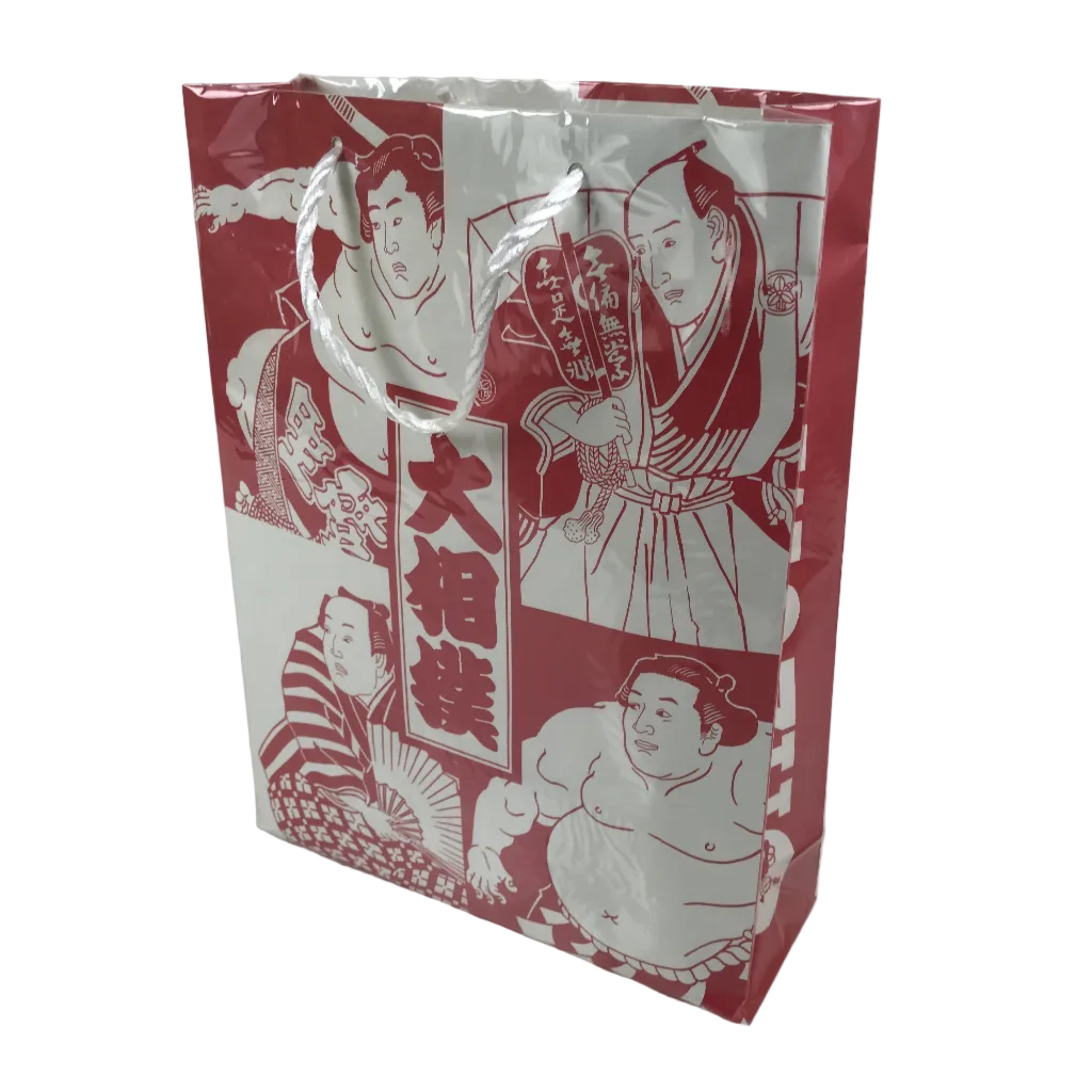 Japanese Grand Sumo Paper Bag 2025 Illustration Ukiyoe Kanji Red