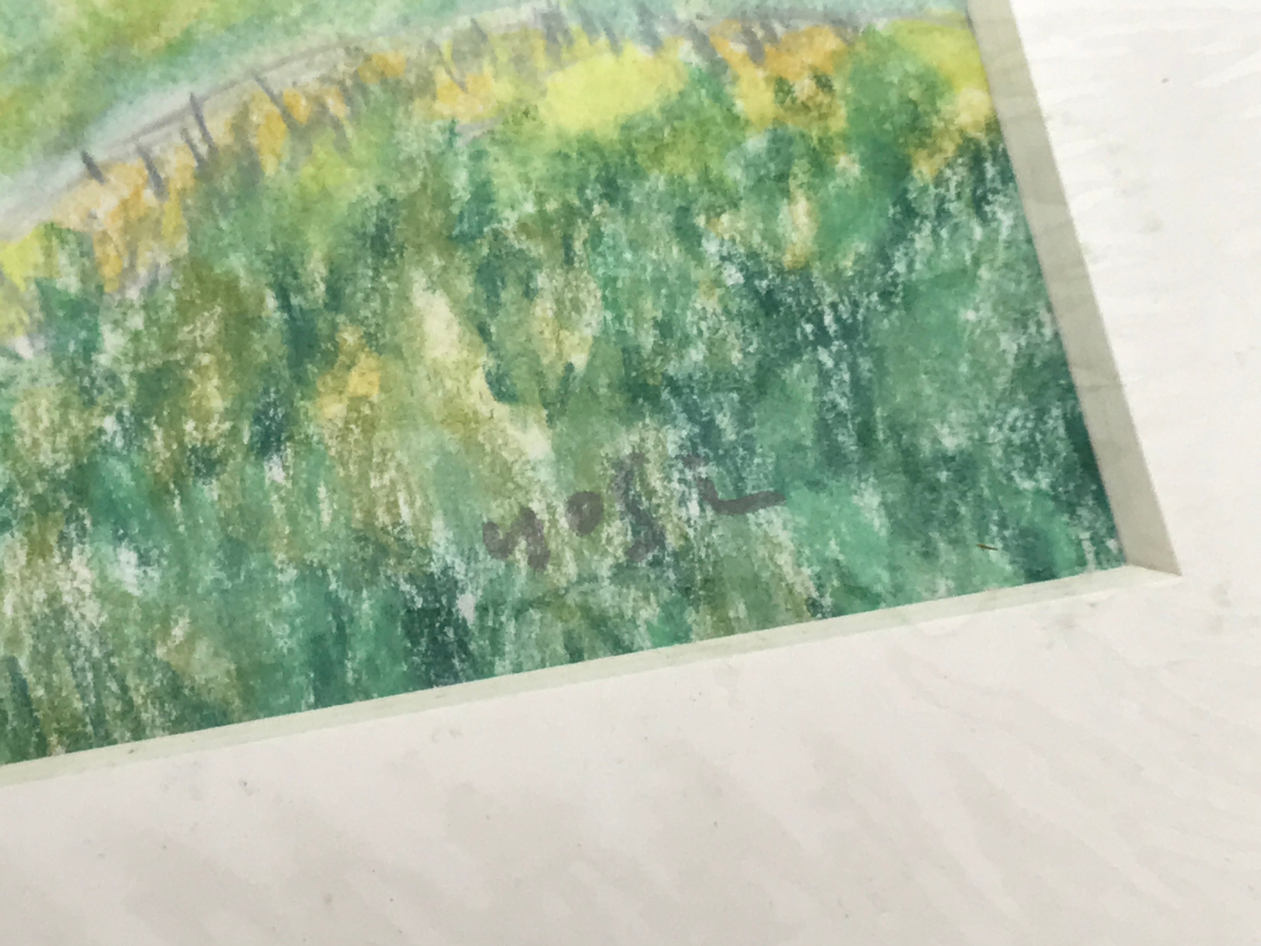 Japanese Grassy Field Landscape Pastel Drawing Art Signed Yoshihiro Hagino FL342