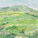 Japanese Grassy Field Landscape Pastel Drawing Art Signed Yoshihiro Hagino FL342