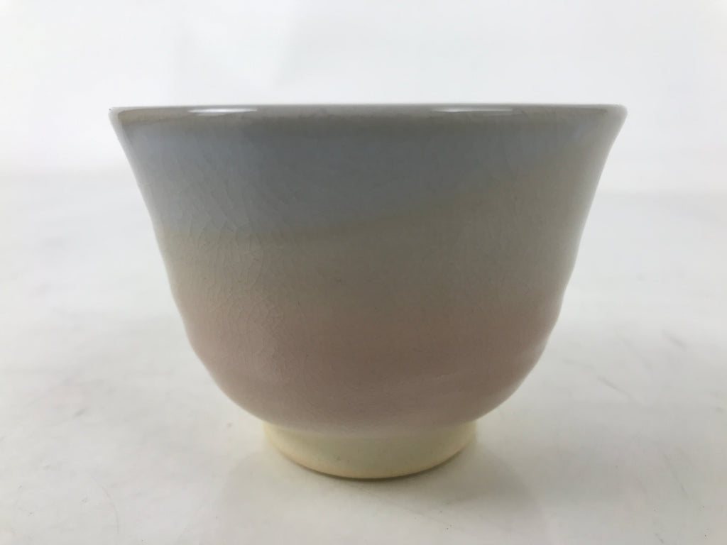 Japanese Hagi Ware Ceramic Yunomi Teacup Vtg Pottery Pink Gray Yakimono TC555