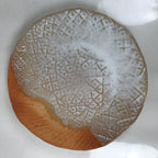Japanese Hagi-yaki Ceramic Serving Dish Round Large Plate Box Orange White PX772