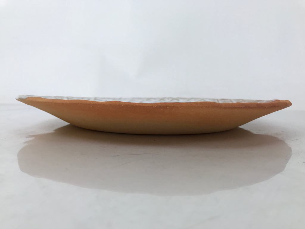 Japanese Hagi-yaki Ceramic Serving Dish Round Large Plate Box Orange White PX772