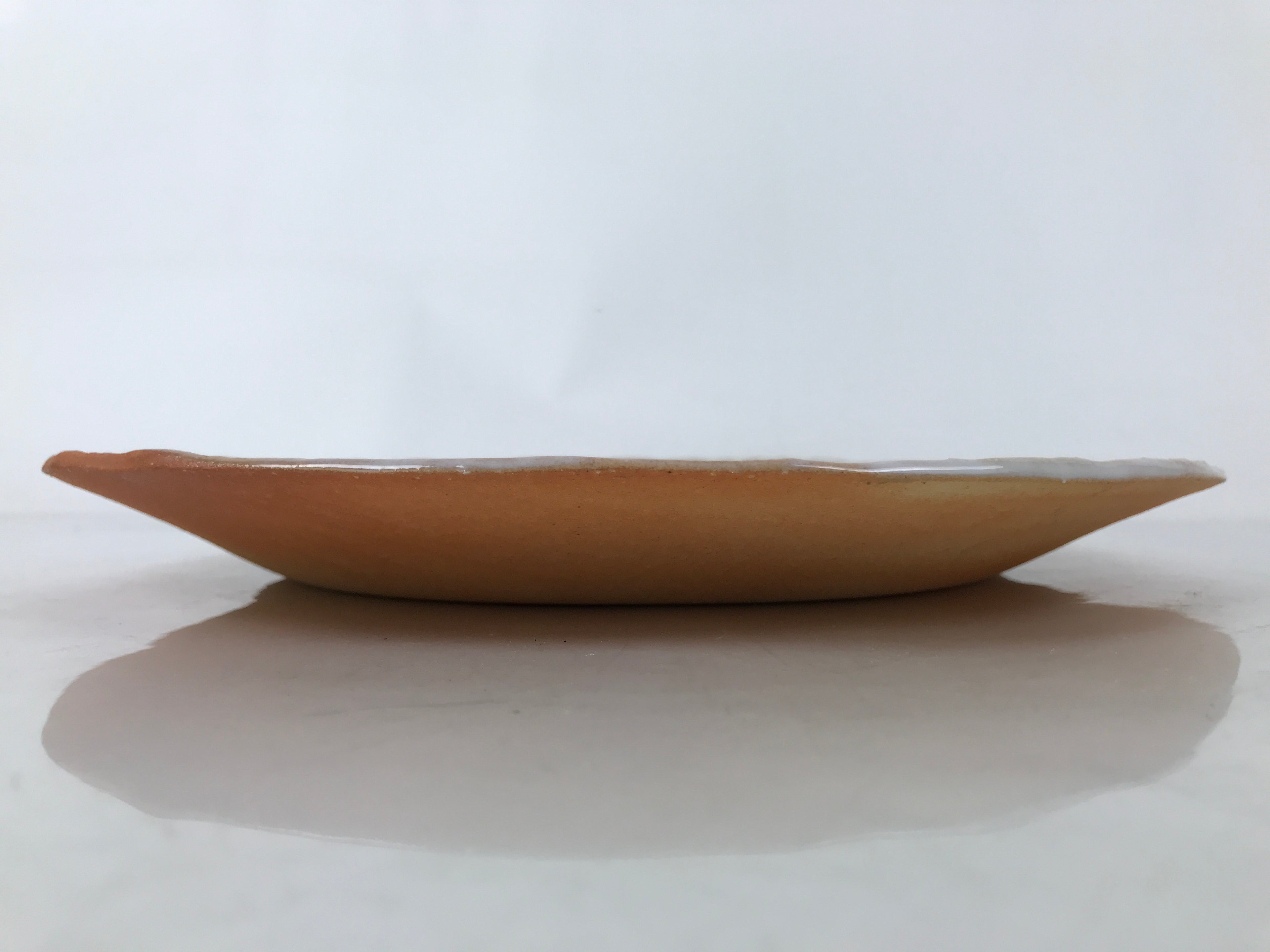 Japanese Hagi-yaki Ceramic Serving Dish Round Large Plate Box Orange White PX772