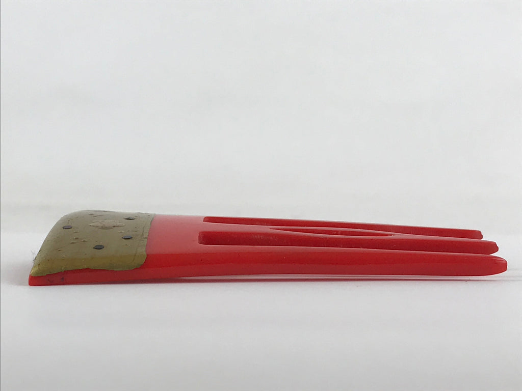 Japanese Hair Pin Kanzashi Kami-Kazari Women Kimono Accessory Red Kushi JK518