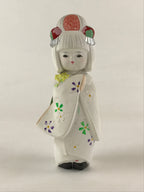 Japanese Hakata-Ningyo Clay Doll Traditional Handicraft Girl Kimono White BD897