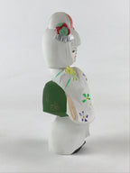 Japanese Hakata-Ningyo Clay Doll Traditional Handicraft Girl Kimono White BD897