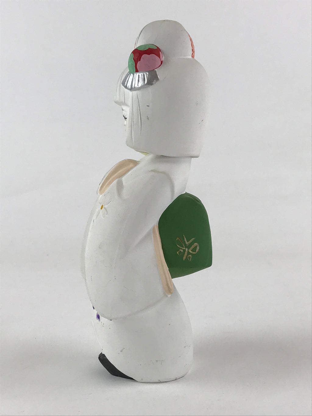 Japanese Hakata-Ningyo Clay Doll Traditional Handicraft Girl Kimono White BD897