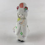 Japanese Hakata-Ningyo Clay Doll Traditional Handicraft Girl Kimono White BD897