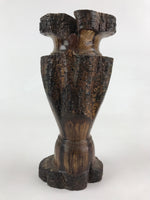 Japanese Hand Carved Wooden Flower Vase Vtg Kabin Ikebana Tall Brown FK48