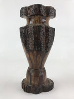 Japanese Hand Carved Wooden Flower Vase Vtg Kabin Ikebana Tall Brown FK48