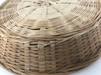 Japanese Hand Woven Bamboo Basket Kago Vtg Kikuzoku Ami Weave Round Brown B257