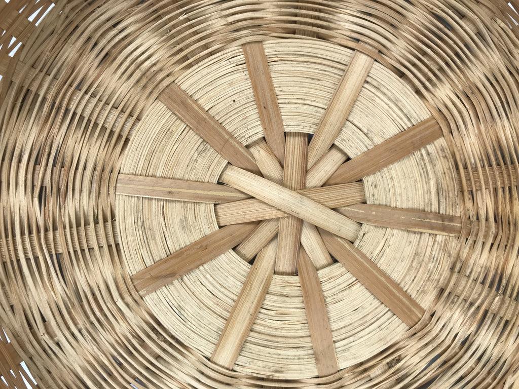 Japanese Hand Woven Bamboo Basket Kago Vtg Kikuzoku Ami Weave Round Brown B257