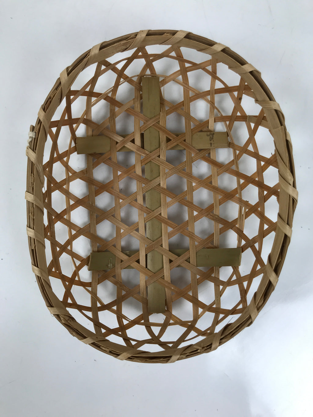 Japanese Hand Woven Bamboo Basket Kago Vtg Mutsume Ami Small Oval Morikago B253