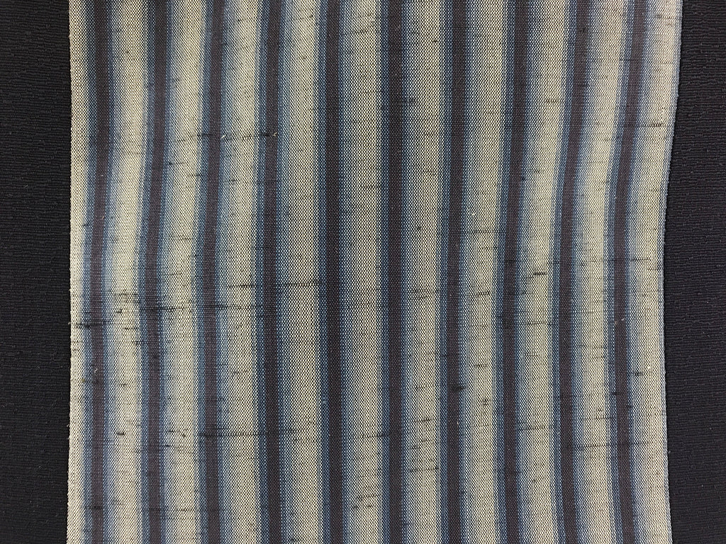 Japanese Handbag Vtg Handle Blue Strips Kimono Fabric Tesage-Bukuro KB61