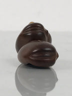 Japanese Handcarved Soramame Beans Obidome Vtg Netsuke Boxwood Brown Boxed SP2