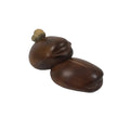 Japanese Handcarved Soramame Beans Obidome Vtg Netsuke Boxwood Brown Boxed SP2