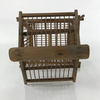 Japanese Handcrafted Bamboo Birdcage Torikago Vtg Two Tier Slide Door Brown B233