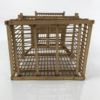 Japanese Handcrafted Bamboo Birdcage Torikago Vtg Two Tier Slide Door Brown B235
