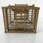 Japanese Handcrafted Bamboo Birdcage Torikago Vtg Two Tier Slide Door Brown B236