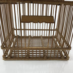 Japanese Handcrafted Bamboo Birdcage Torikago Vtg Two Tier Slide Door Brown B236