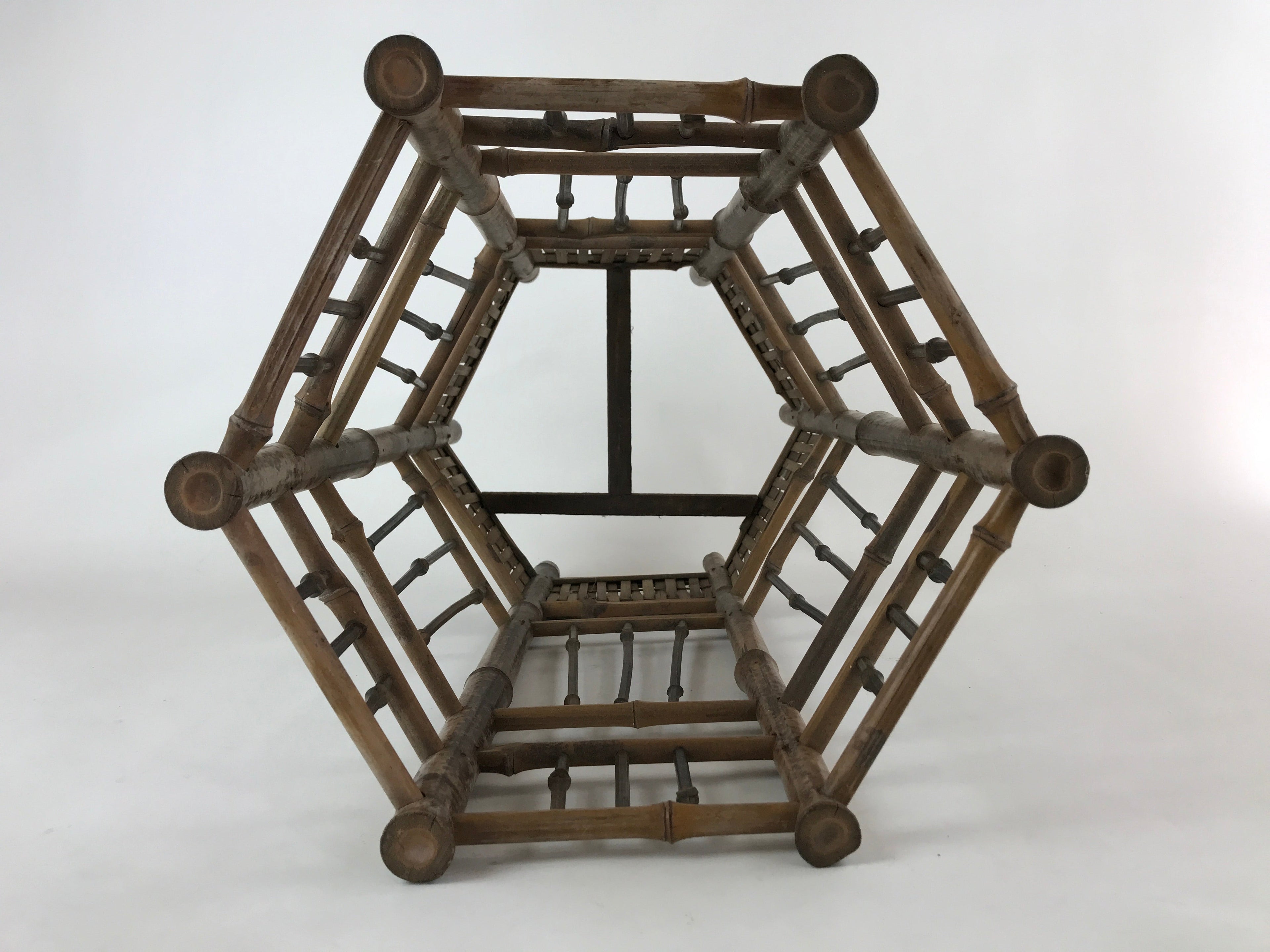 Japanese Handcrafted Bamboo Umbrella Stand Vtg Kasatate Holder Brown JK609